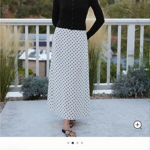Polka Dot Maxi Skirt - Black and White